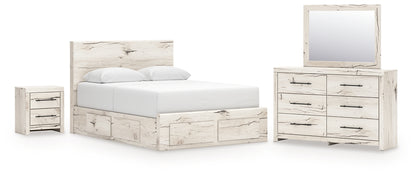 Lawroy  Panel Storage Bed With Mirrored Dresser And Nightstand