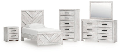 Cayboni  Panel Bed With Mirrored Dresser, Chest And Nightstand