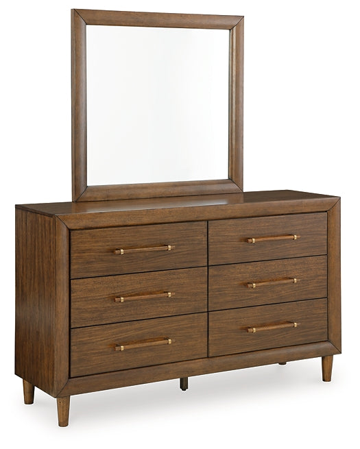 Lyncott California  Upholstered Bed With Mirrored Dresser, Chest And Nightstand