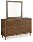 Lyncott California  Upholstered Bed With Mirrored Dresser, Chest And Nightstand