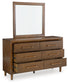 Lyncott California  Upholstered Bed With Mirrored Dresser, Chest And Nightstand