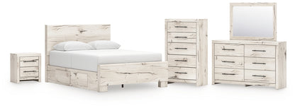 Lawroy  Panel Bed With Mirrored Dresser, Chest And Nightstand