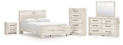 Lawroy  Panel Bed With Mirrored Dresser, Chest And Nightstand