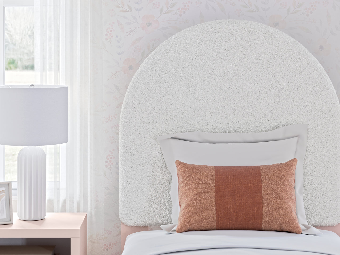 Wistenpine  Upholstered Panel Headboard With Mirrored Dresser And Nightstand