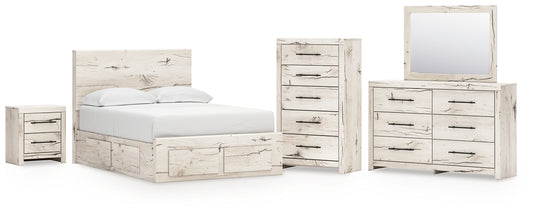 Lawroy  Panel Storage Bed With Mirrored Dresser, Chest And Nightstand