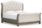 Ardenfield California  Upholstered Sleigh Bed With Mirrored Dresser, Chest And Nightstand