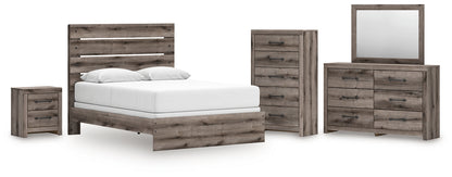 Graystorm  Panel Bed With Mirrored Dresser, Chest And Nightstand
