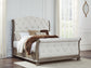 Ardenfield  Upholstered Sleigh Bed With Mirrored Dresser, Chest And Nightstand