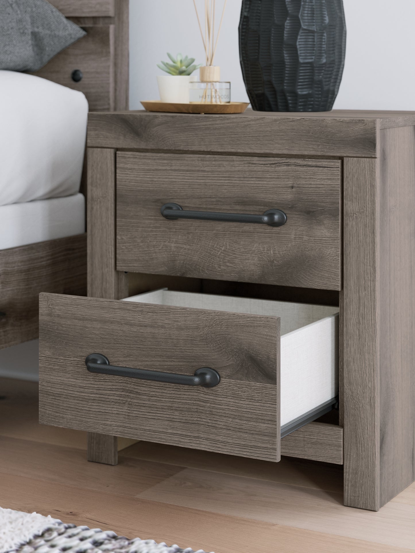 Graystorm  Panel Bed With Storage With Mirrored Dresser, Chest And Nightstand