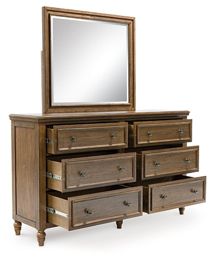 Sturlayne  Upholstered Panel Bed With Mirrored Dresser, Chest And Nightstand