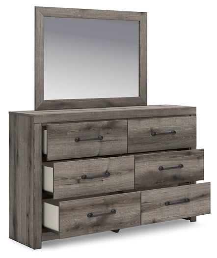 Graystorm  Panel Bed With Mirrored Dresser