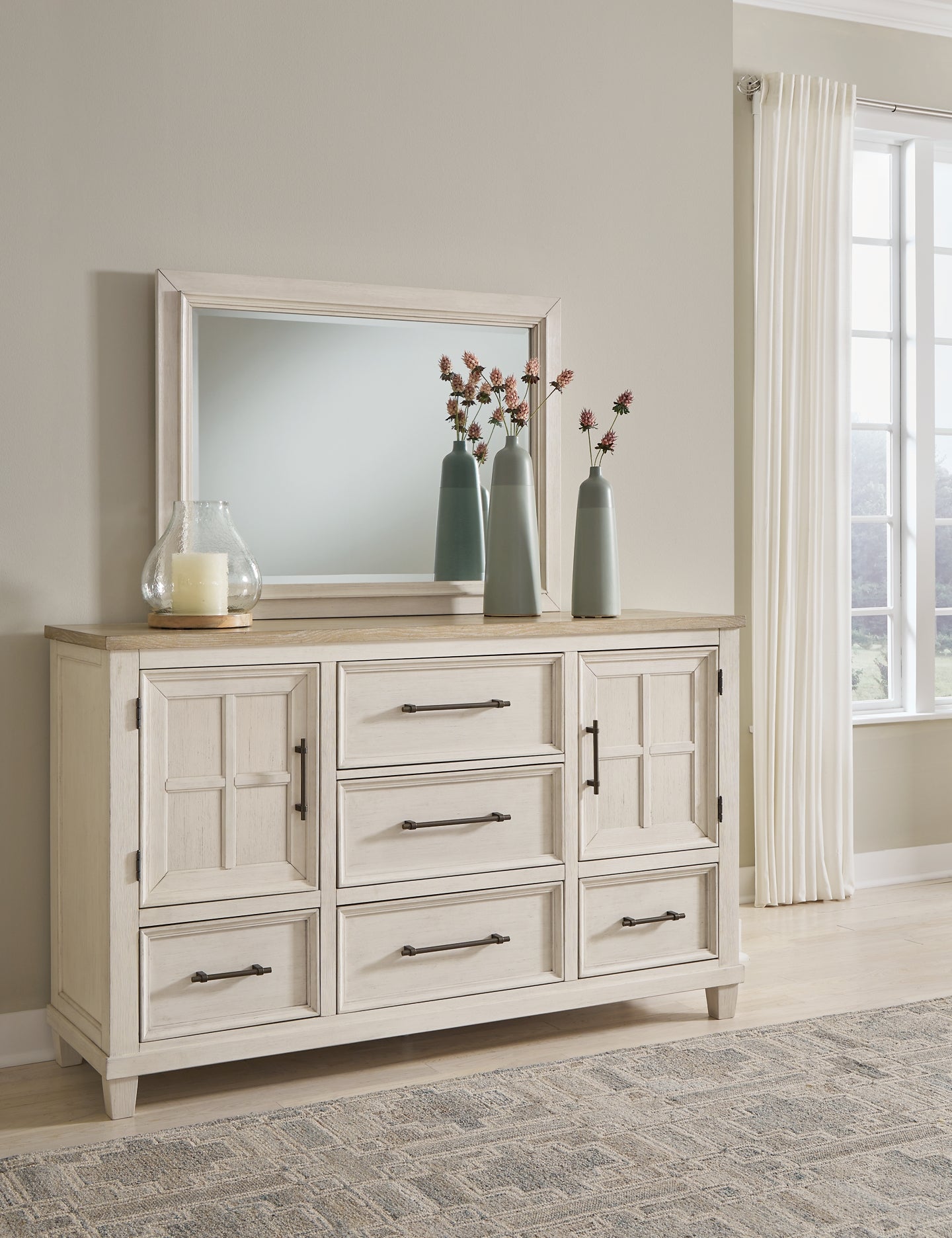 Shaybrock California  Panel Bed With Mirrored Dresser, Chest And Nightstand