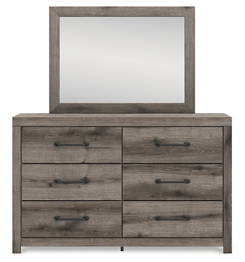 Graystorm  Panel Bed With Storage With Mirrored Dresser