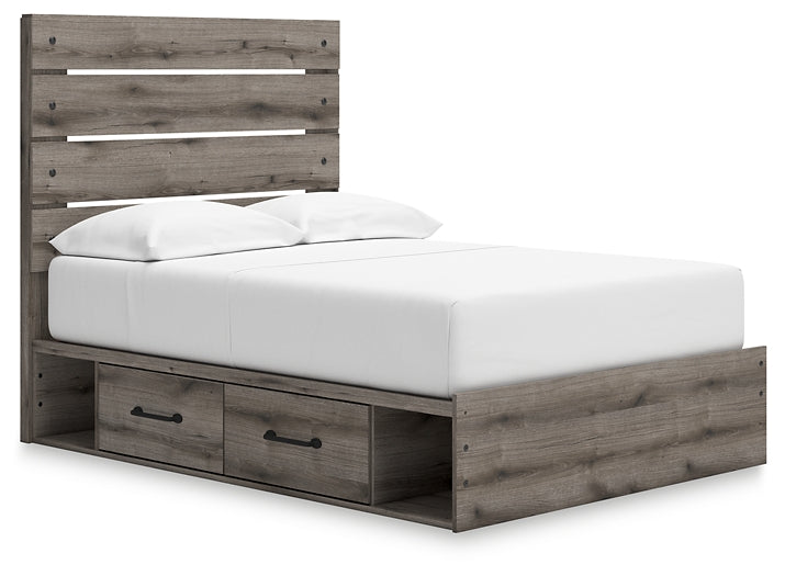 Graystorm  Panel Bed With Storage With Mirrored Dresser