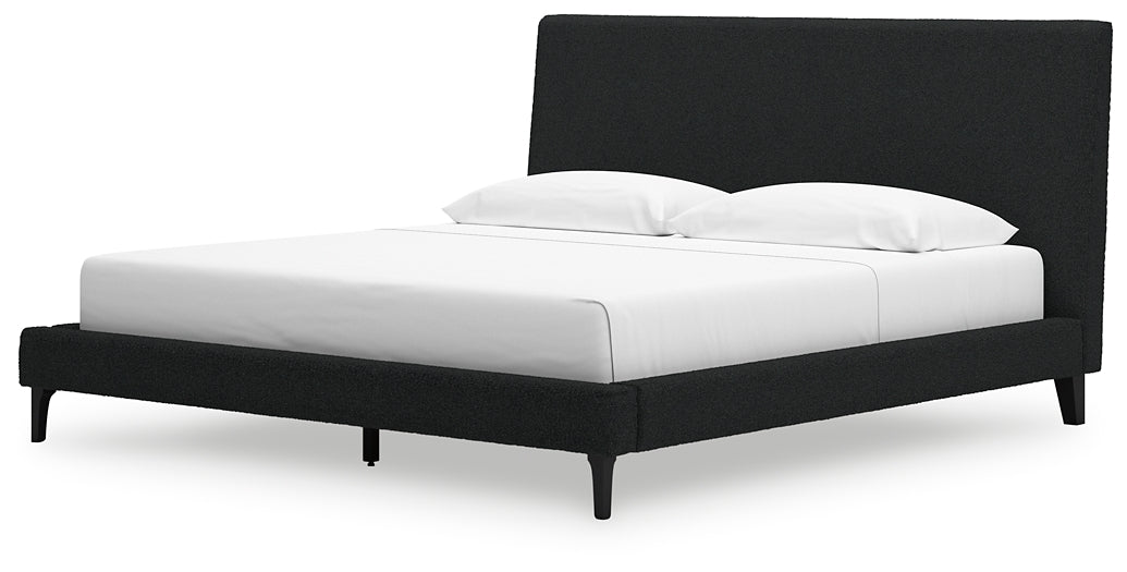 Cadmori  Upholstered Bed With Mirrored Dresser