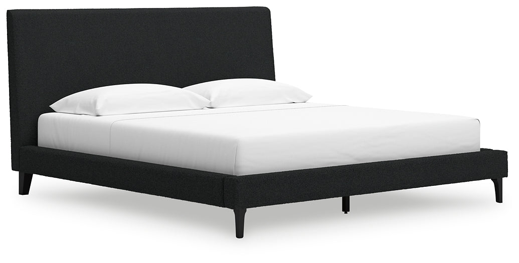 Cadmori  Upholstered Bed With Mirrored Dresser
