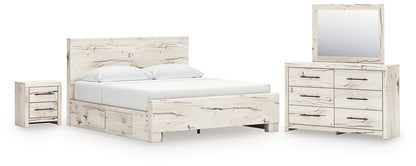 Lawroy  Panel Bed With Mirrored Dresser And Nightstand