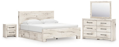 Lawroy  Panel Bed With Mirrored Dresser And Nightstand