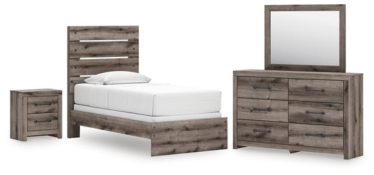 Graystorm  Panel Bed With Mirrored Dresser And Nightstand