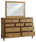 Sharlance  Upholstered Panel Bed With Mirrored Dresser