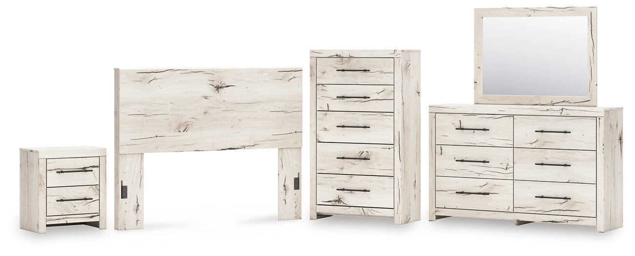 Lawroy  Panel Headboard With Mirrored Dresser, Chest And Nightstand