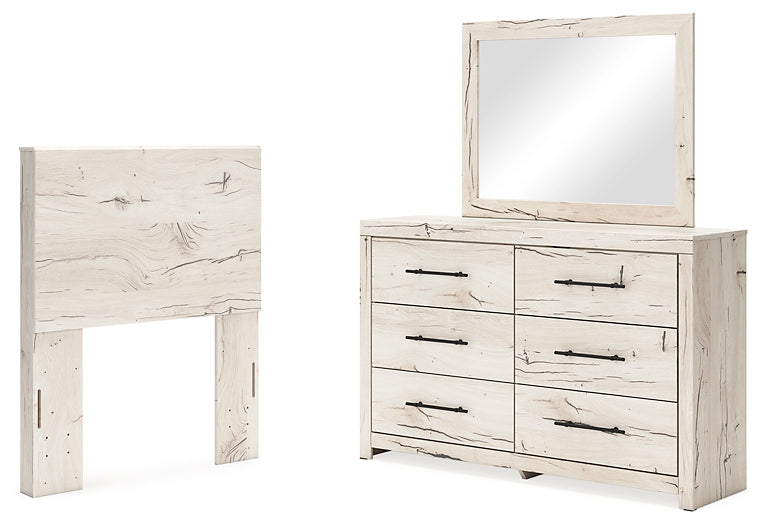 Lawroy  Panel Headboard With Mirrored Dresser