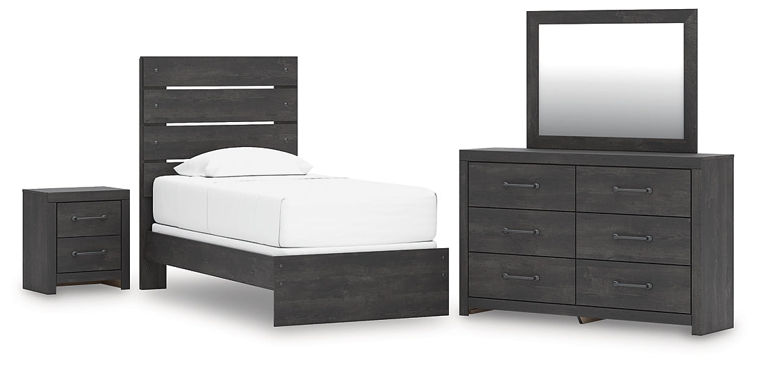 Hollivern  Panel Bed With Mirrored Dresser And Nightstand