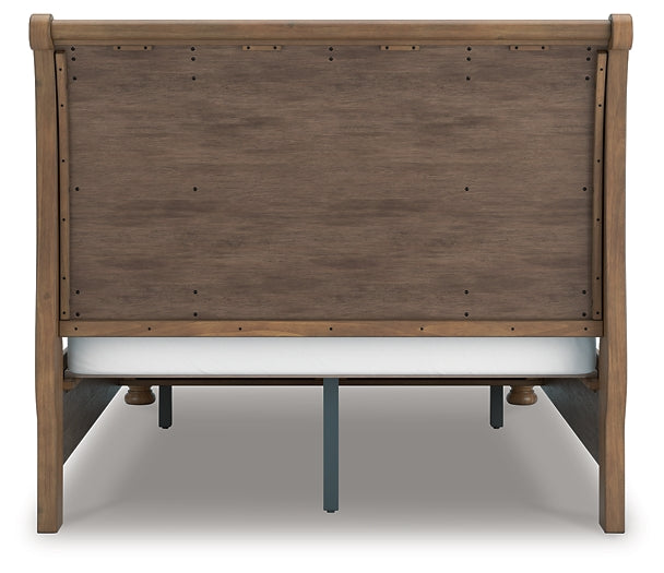 Feddinger  Storage Sleigh Bed With Mirrored Dresser And Nightstand