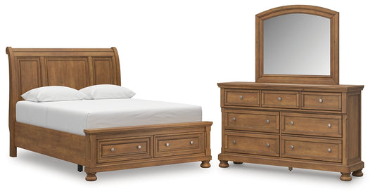Feddinger  Storage Sleigh Bed With Mirrored Dresser