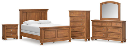 Feddinger  Panel Bed With Mirrored Dresser, Chest And Nightstand