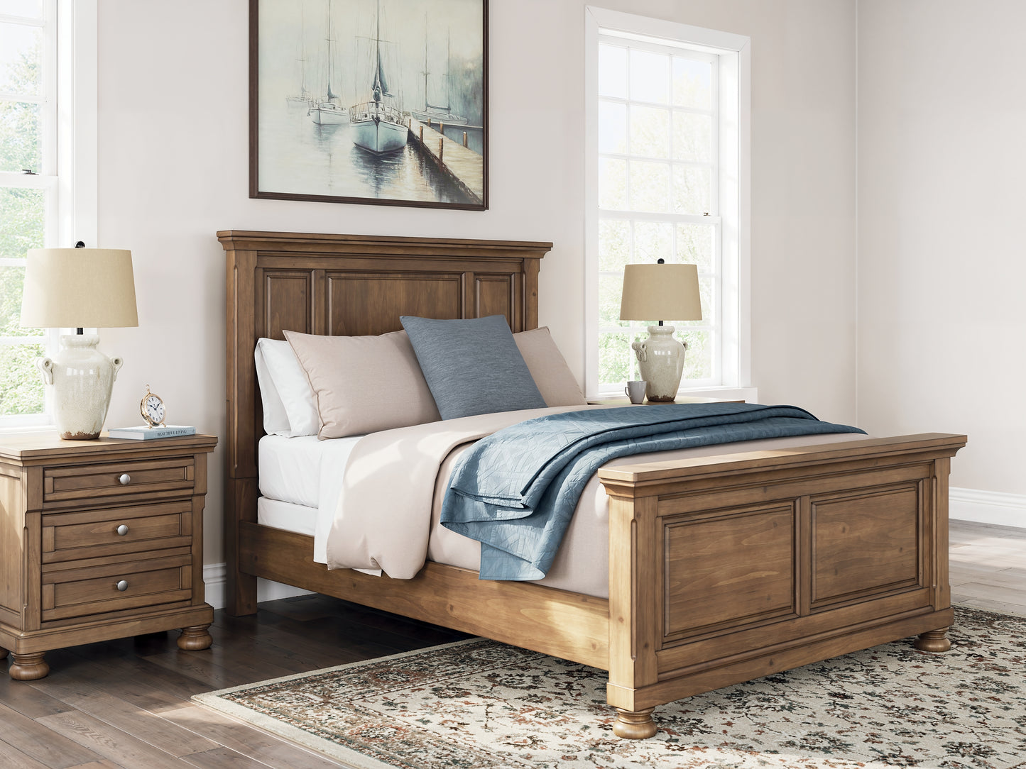 Feddinger  Panel Bed With Mirrored Dresser, Chest And Nightstand