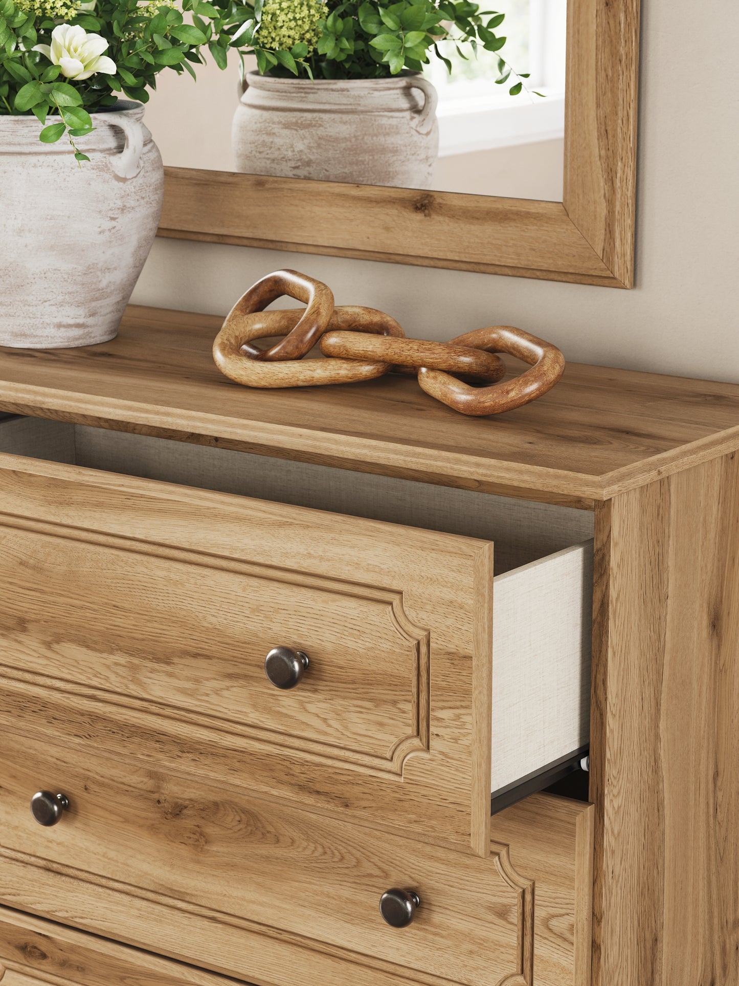 Aleaport  Panel Bed With Mirrored Dresser