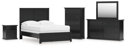 Maribel  Panel Bed With Mirrored Dresser, Chest And Nightstand