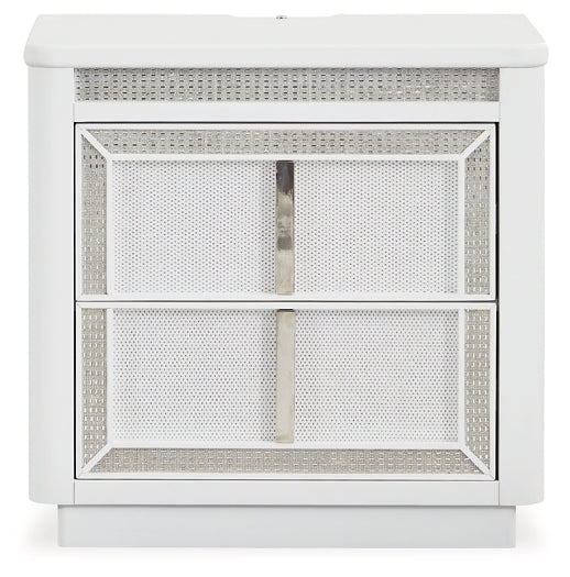 Chalanna California  Upholstered Storage Bed With Mirrored Dresser And Nightstand