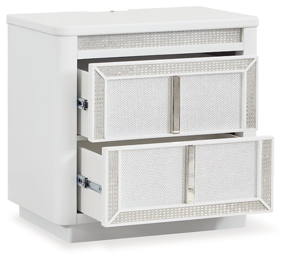 Chalanna California  Upholstered Storage Bed With Mirrored Dresser, Chest And Nightstand