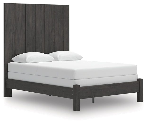 Fraluna  Panel Bed With Mirrored Dresser And Nightstand