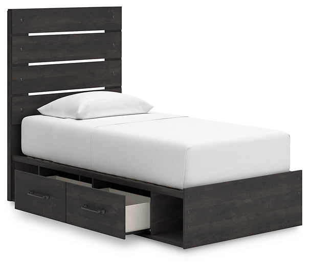 Hollivern  Panel Bed With Storage With Mirrored Dresser