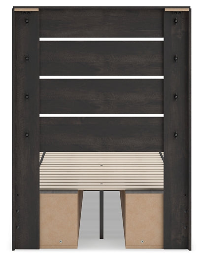 Hollivern  Panel Bed With Storage With Mirrored Dresser