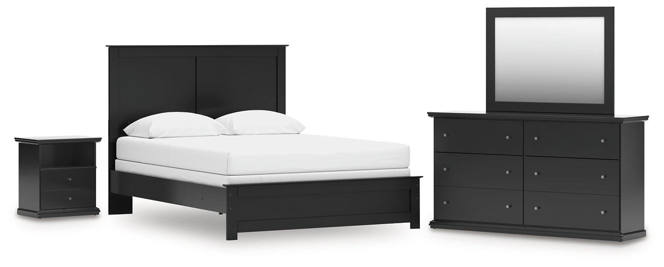Maribel  Panel Bed With Mirrored Dresser And Nightstand
