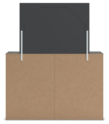 Fraluna  Panel Storage Bed With Mirrored Dresser And Nightstand