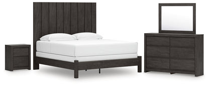 Fraluna  Panel Bed With Mirrored Dresser And Nightstand