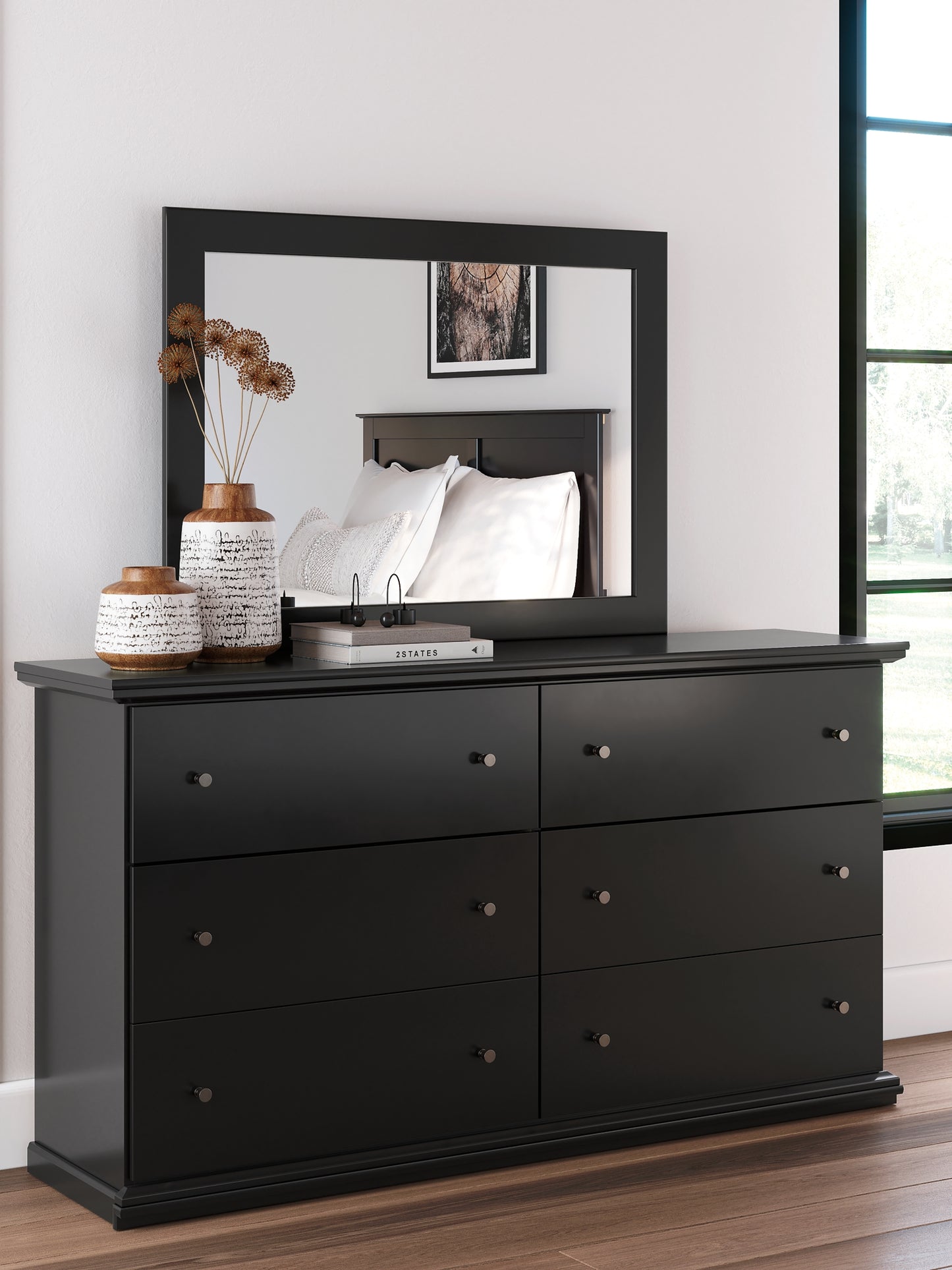 Maribel  Panel Bed With Mirrored Dresser, Chest And Nightstand