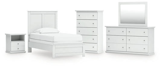Bostwick Shoals  Panel Bed With Mirrored Dresser, Chest And Nightstand