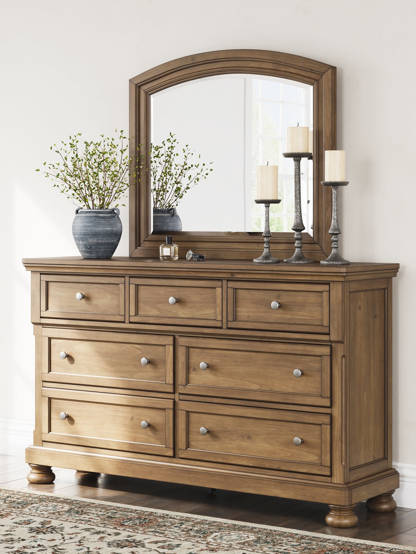 Feddinger California  Panel Bed With Mirrored Dresser And Nightstand