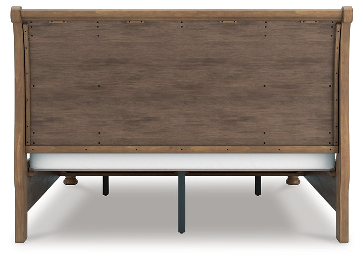 Feddinger  Storage Sleigh Bed With Mirrored Dresser