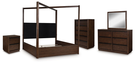 Dilenno  Canopy Bed With Mirrored Dresser, Chest And Nightstand