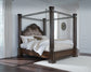 Maylee  Canopy Bed With Mirrored Dresser