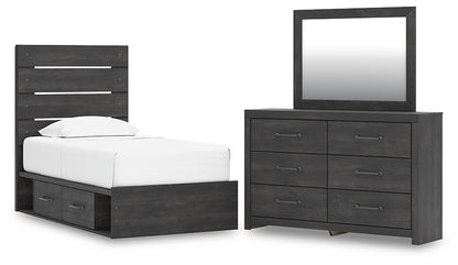 Hollivern  Panel Storage Bed With Mirrored Dresser