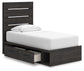 Hollivern  Panel Storage Bed With Mirrored Dresser, Chest And Nightstand