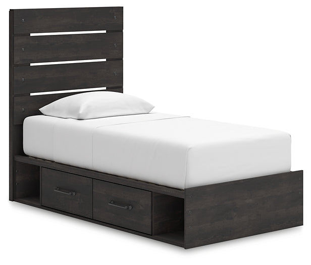 Hollivern  Panel Storage Bed, Dresser, Mirror And Nightstand